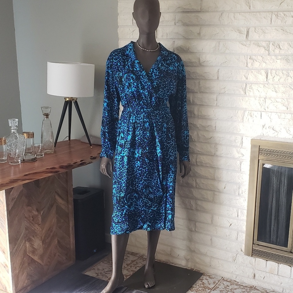 1980's Silk Leopard Print Wrap Dress